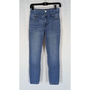 Guess Jeans 26 Women's Blue Light Wash High Rise Rhinestone Logo Skinny Leg